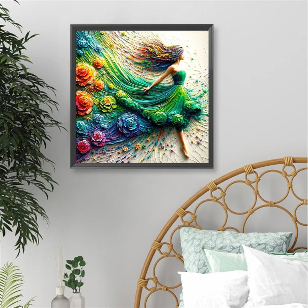 Diamond Painting - Full Round / Square - Girl In Green Dress