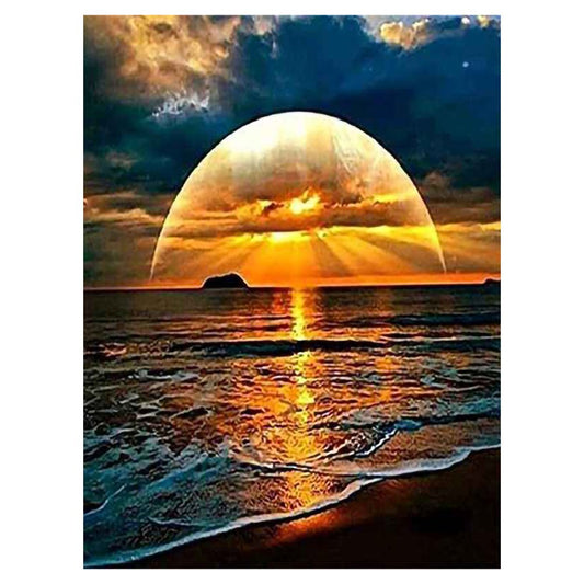 11ct Stamped Cross Stitch Sunset In The Sea Quilting Fabric (40*50cm)