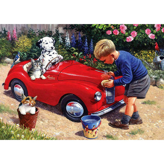 5D Diy Diamond Painting Kit Full Round Beads Red Car