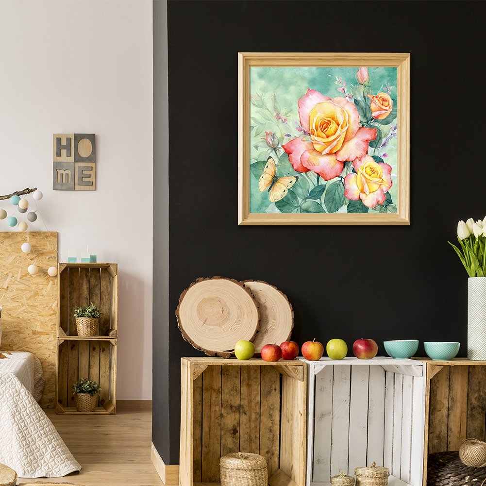 Diamond Painting - Full Round - Rose Butterfly