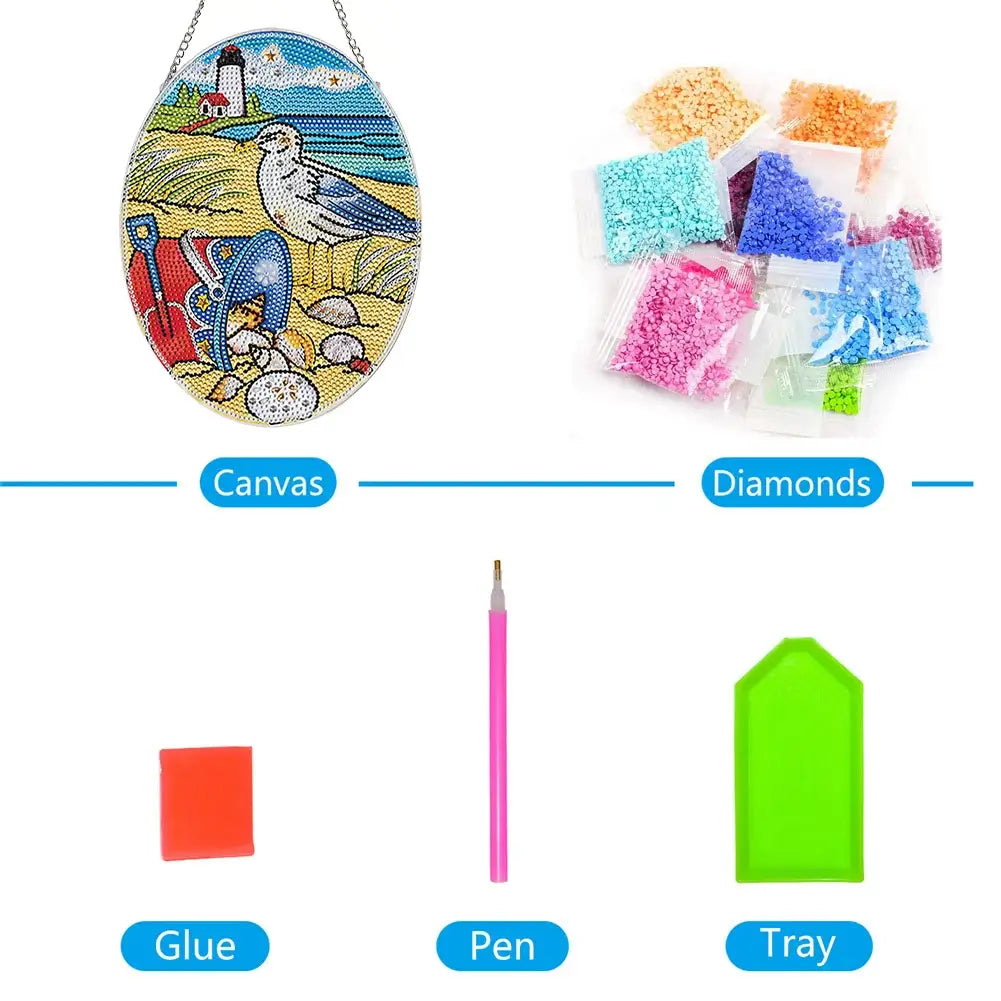 DIY Beach Diamond Painting Vintage Hanging Ornament Package