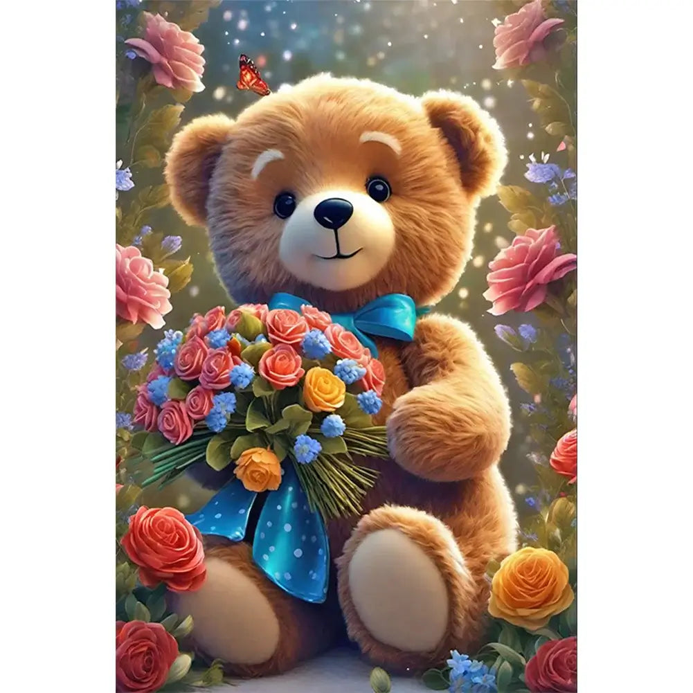 5D DIY Diamond Painting Kit - Full Round / Square - Flower Bear C