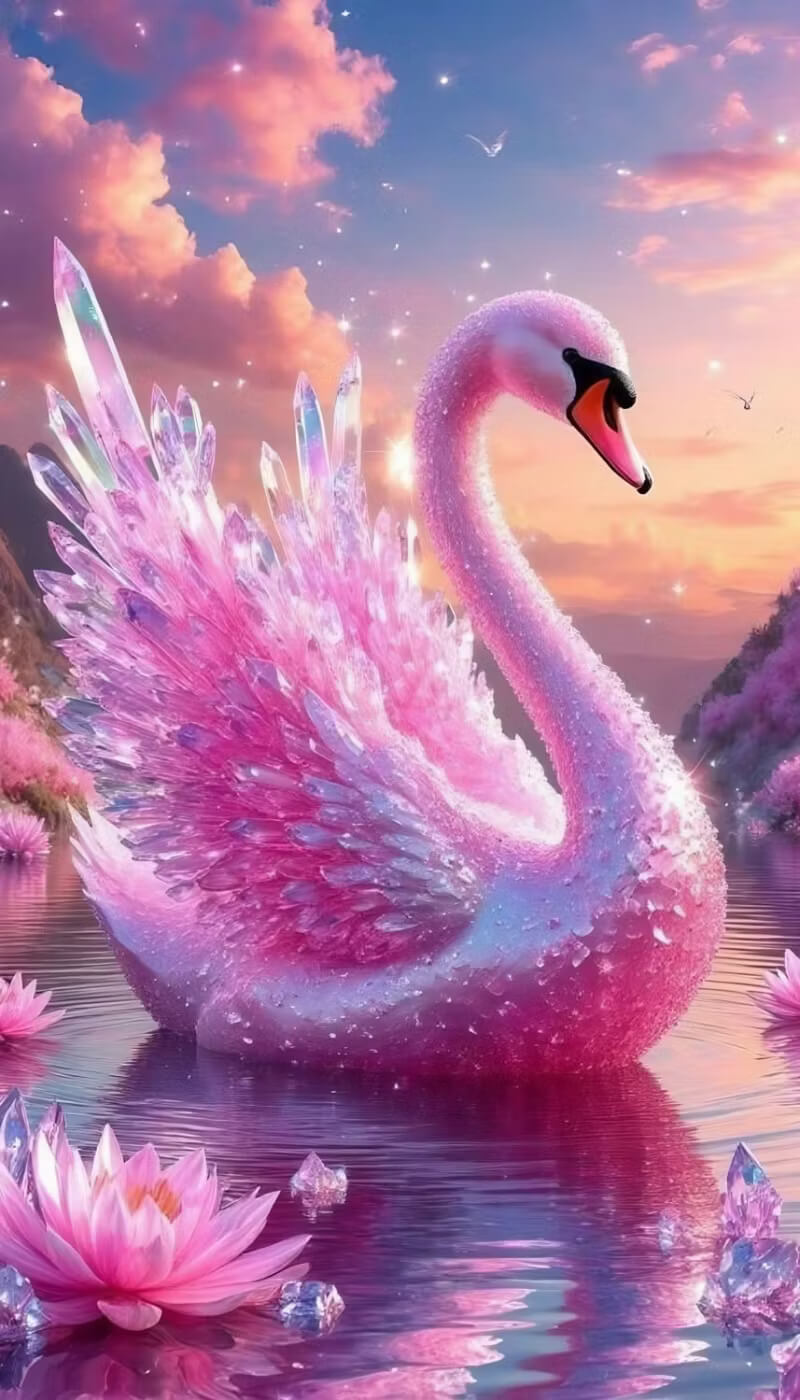 DIY Animal Diamond Painting Kit - Full Round / Square - Beautiful Pink Swan