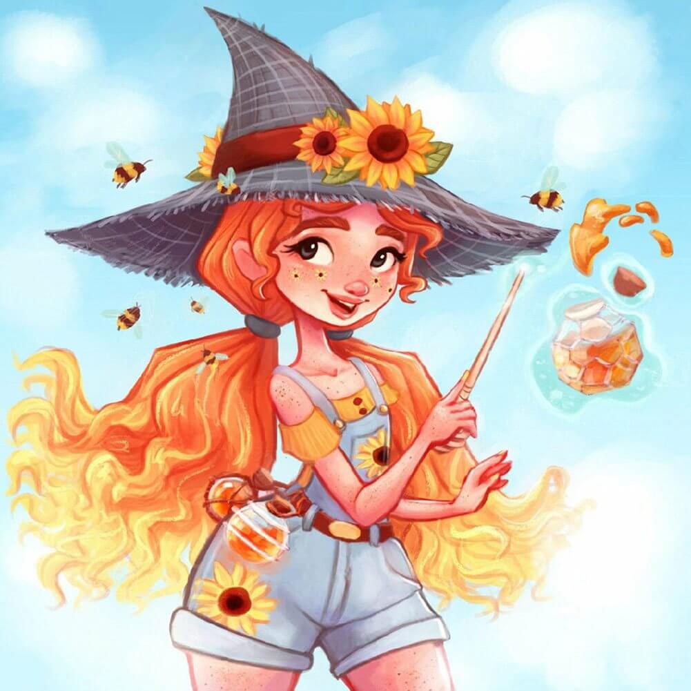 Bee Commander Little Witch 5D DIY Diamond Painting Kit