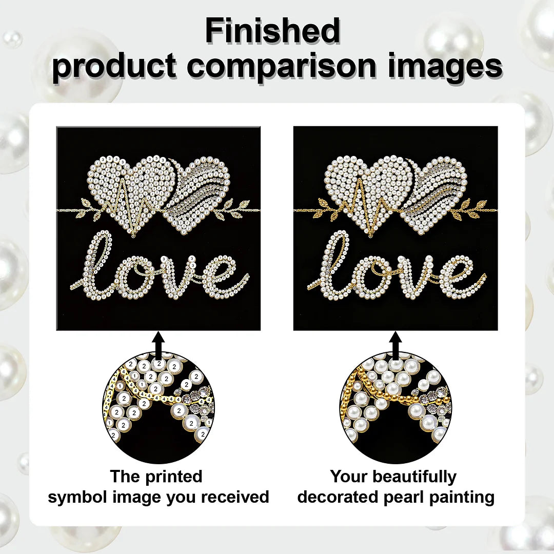 DIY Pearl Painting With Frame - Handmade Self-Adhesive Pearls - Love (25*25cm)