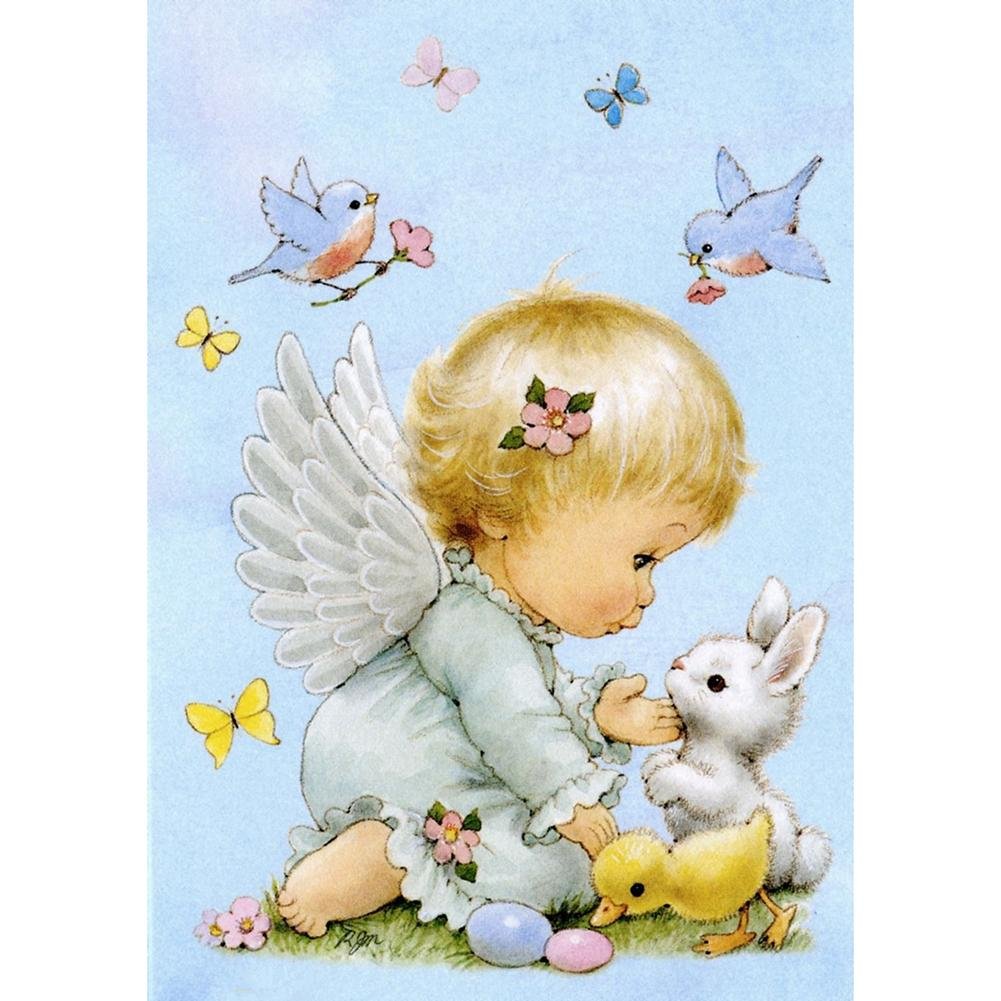 5D Diy Diamond Painting Kit Full Round Beads Playing Angel