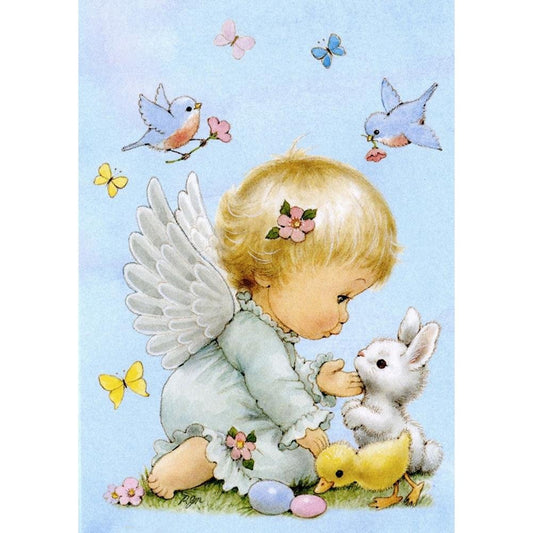 5D Diy Diamond Painting Kit Full Round Beads Playing Angel