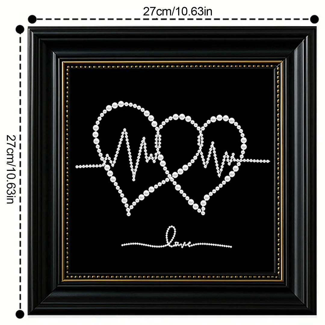 DIY Pearl Painting With Frame - Handmade Self-Adhesive Pearls - Two Hearts (27*27cm)