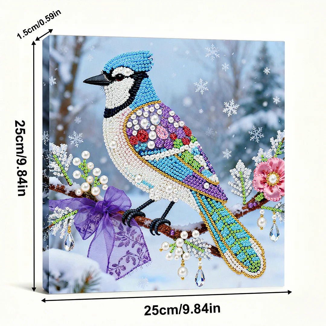 DIY Pearl Painting With Frame - Handmade Self-Adhesive Pearls - Bird (25*25cm)