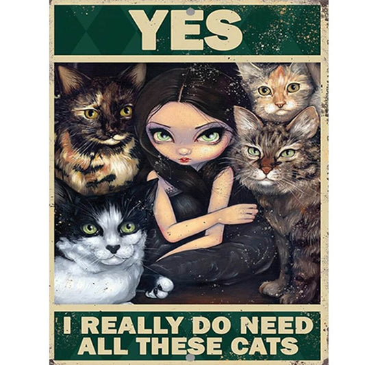 DIY Diamond Painting - Full Round / Square - Big Eyes Doll & Cats