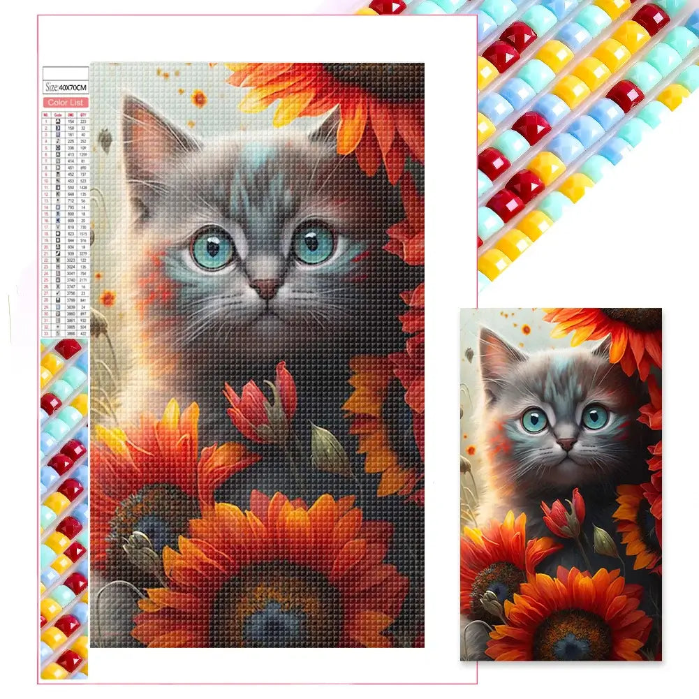 Big Size Diamond Painting - Full Square - Sunflower Cat (40*70cm)