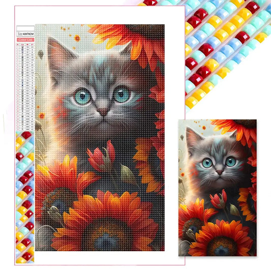 Big Size Diamond Painting - Full Square - Sunflower Cat (40*70cm)