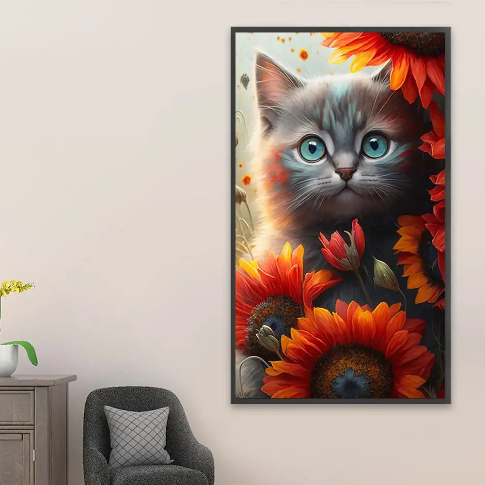 cat art big size square diamond painting