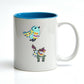 bird and sika deer diamond painting stickers on white cup