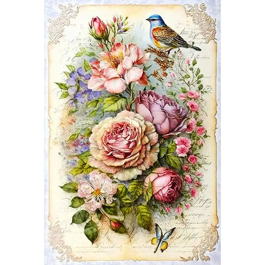 Diamond Painting - Full Round / Square - Bird On Flower Clusters (40*60cm)