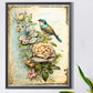 Bird Resting on Flowers Diamond Painting