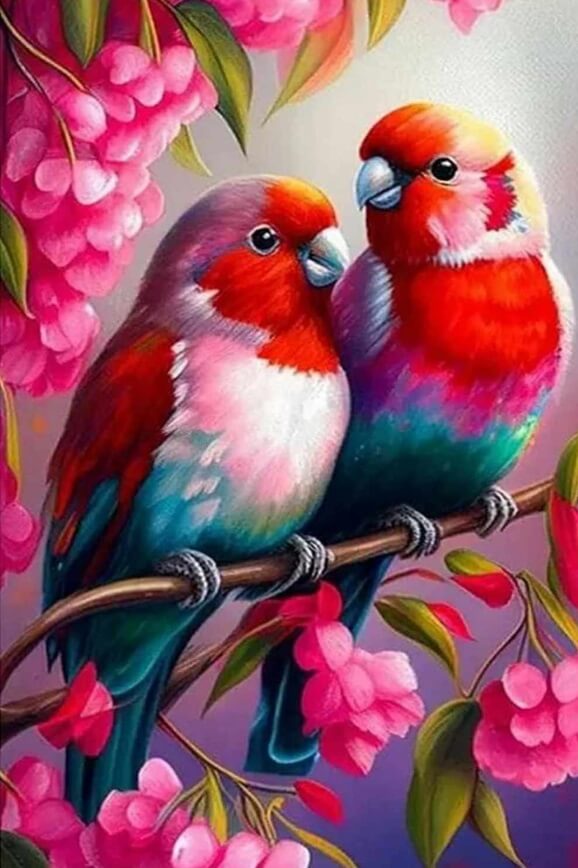 Diamond Painting - Full Round / Square - Red Birds