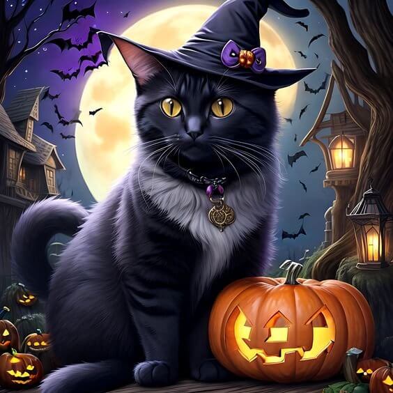 Halloween Night Cat Diamond Painting