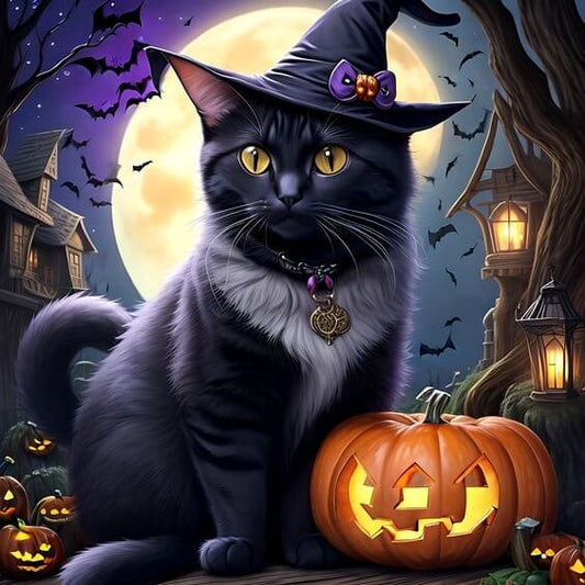 Halloween Night Cat Diamond Painting