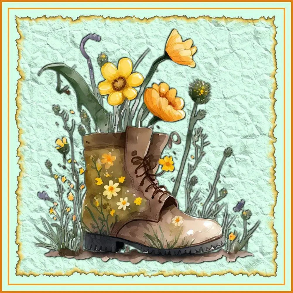Boot Flower Vase 5D DIY Diamond Painting