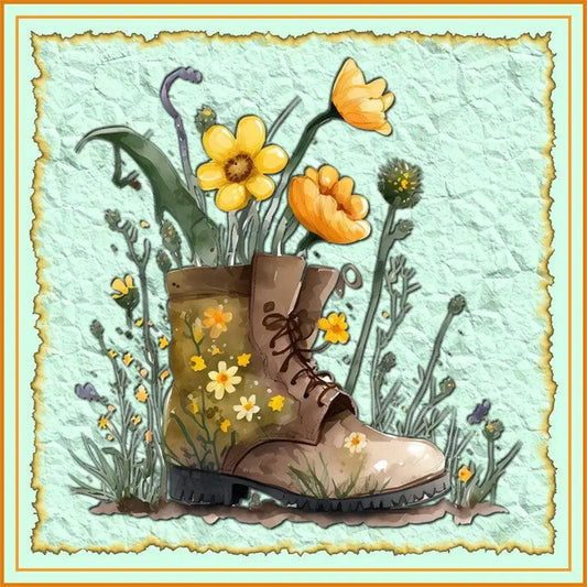 Boot Flower Vase 5D DIY Diamond Painting