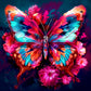 5D DIY Diamond Painting Kit - Full Round / Square - Red Flower Butterfly