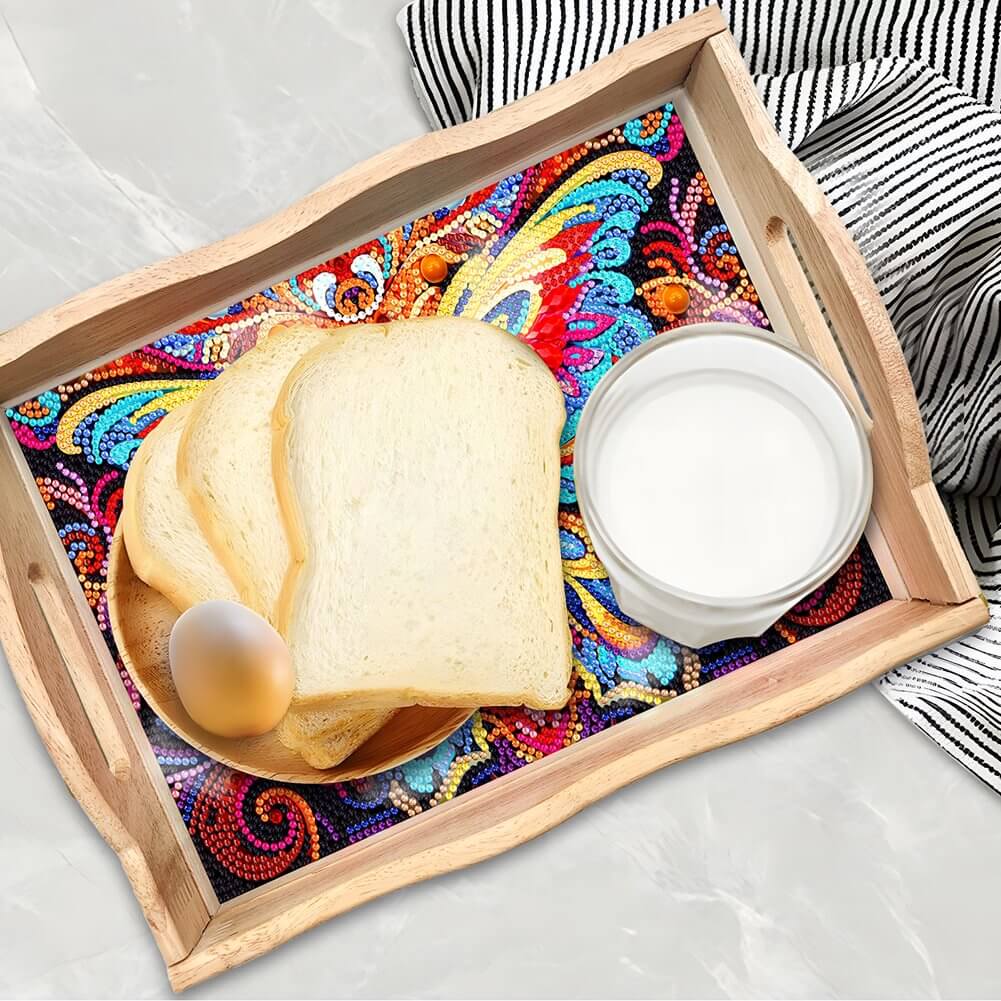 DIY Diamond Painting Decor Wooden Food Tray - Butterfly