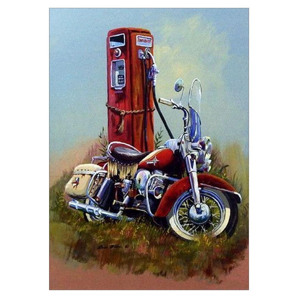 5D Diy Diamond Painting Kit Full Round Beads Motorcycle