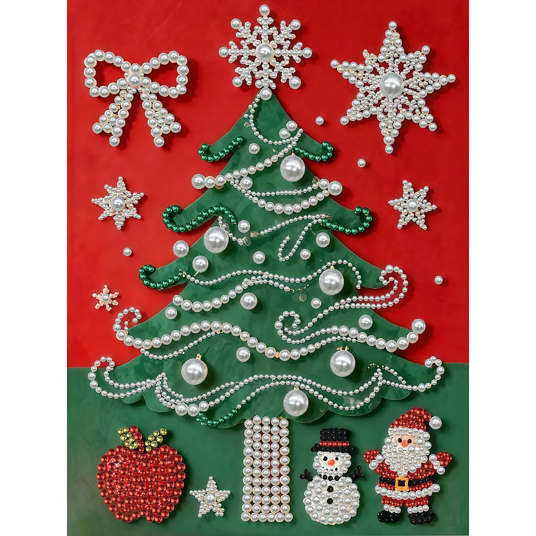 DIY Pearl Painting With Frame - Handmade Self-Adhesive Pearls - Christmas Tree (30*40cm)