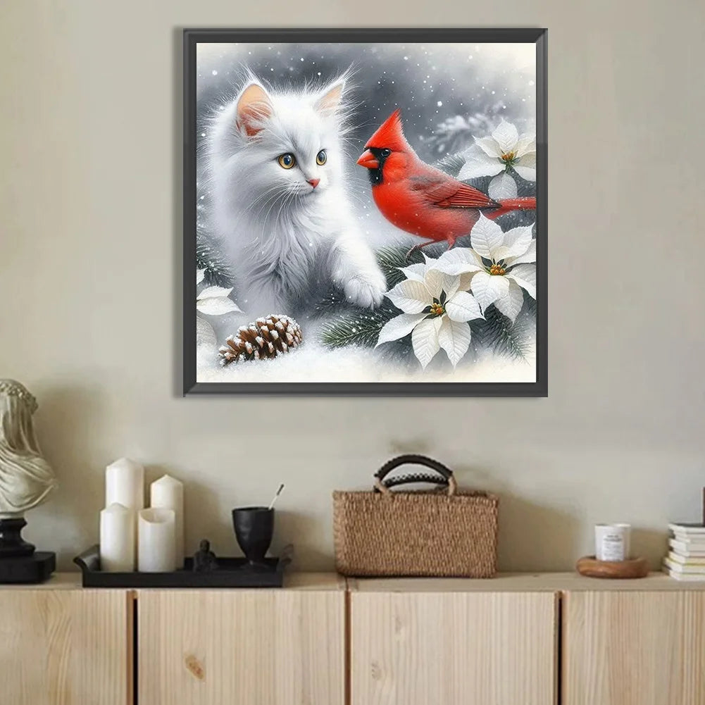Diamond Painting - Full Round / Square - Cat And Cardinal