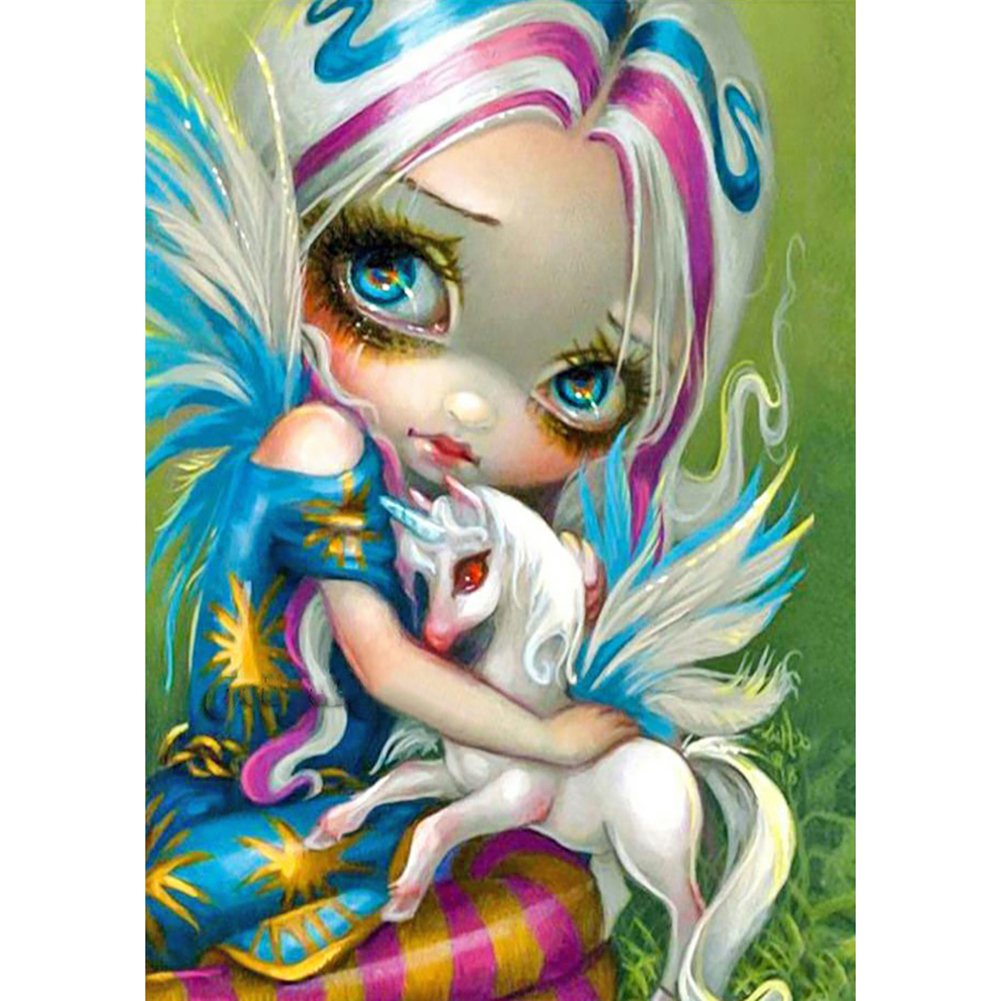 5D Diy Diamond Painting Kit Full Round Beads Big Eyes Doll