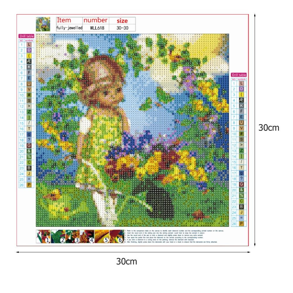 Diamond Painting - Full Round - Flower Little Girl
