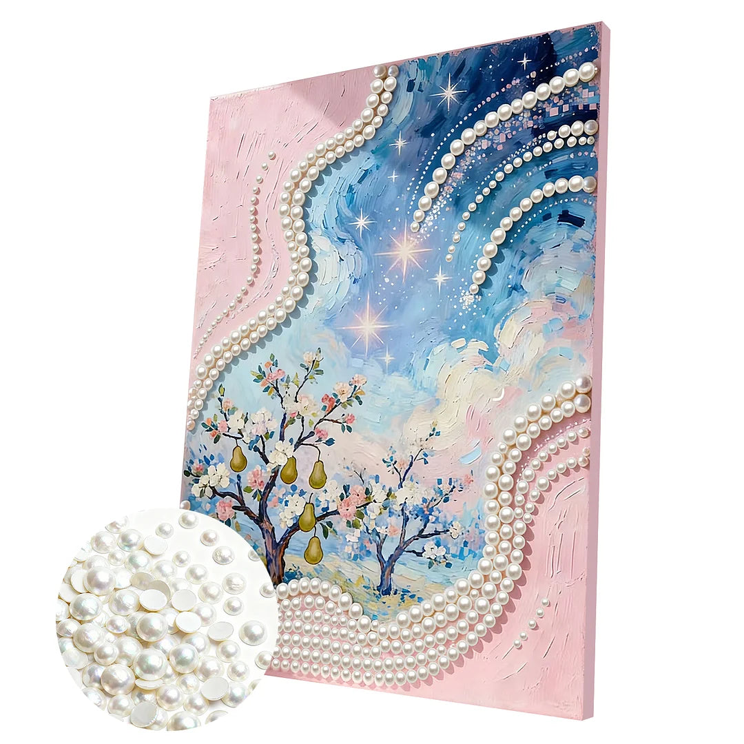 DIY Pearl Painting With Frame - Handmade Self-Adhesive Pearls - Oil Painting Garden (30*40cm)