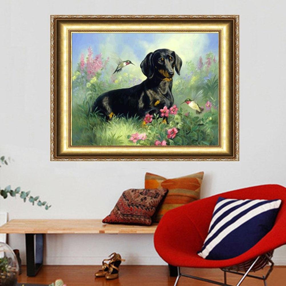 Diamond Painting - Partial Round - Black Dog