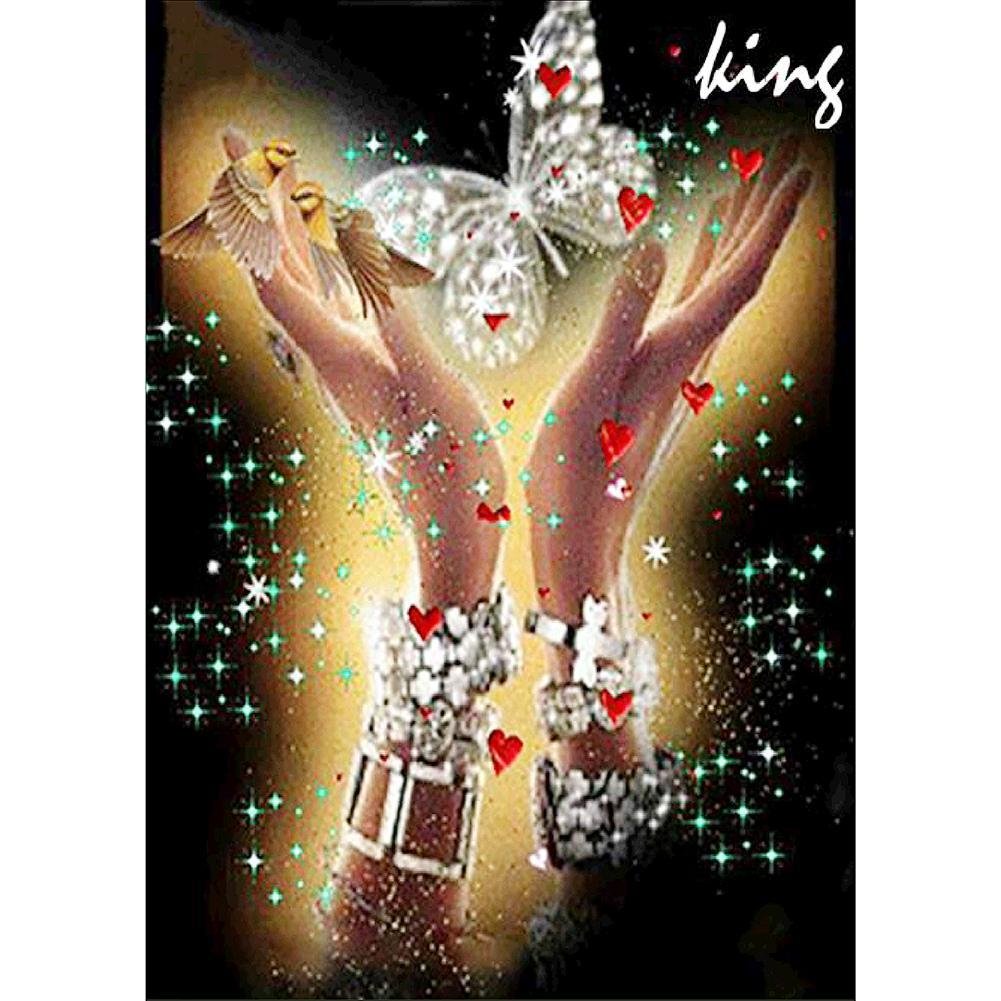 5D Diy Diamond Painting Kit Full Round Beads Hands Butterfly