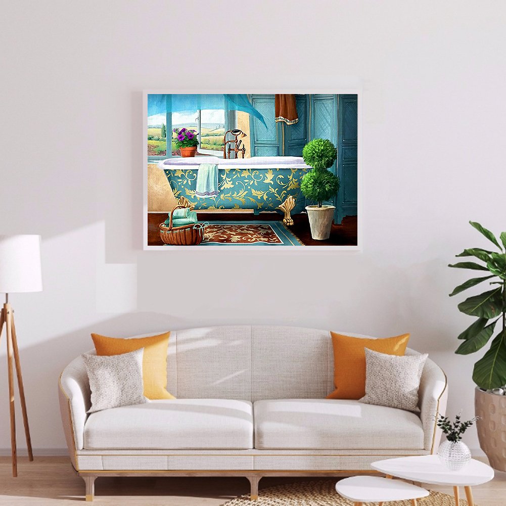 Diamond Painting - Full Round -Retro Bathtub
