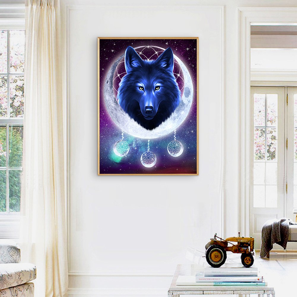 Diamond Painting - Full Round - Wolf Under Moon