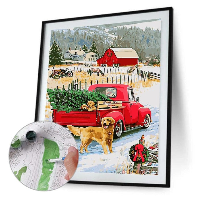 Farm Dogs Hand Painted Canvas Oil Wall Picture Craft DIY Home Decor Arts