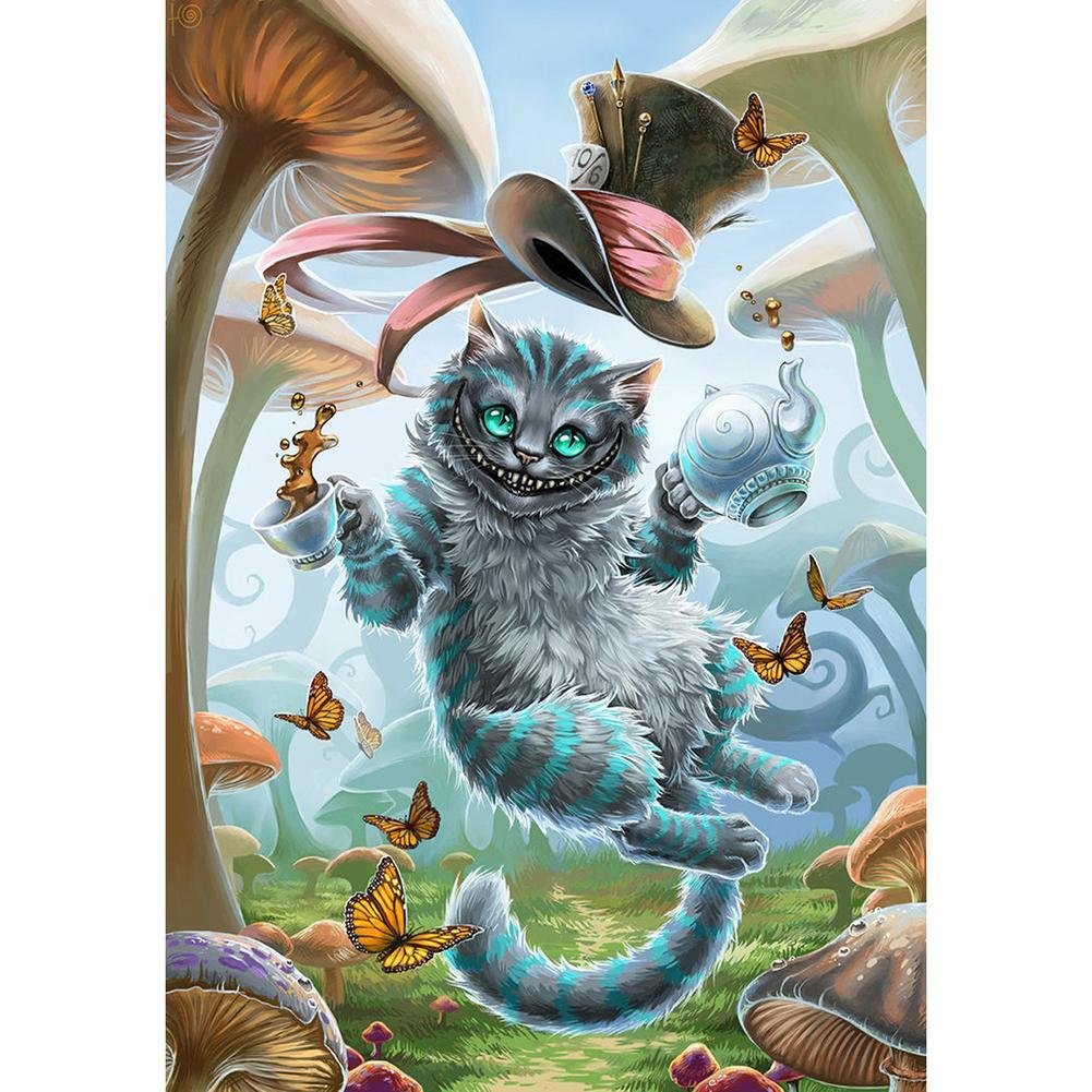 5D Diy Diamond Painting Kit Full Round Beads Naughty Cat
