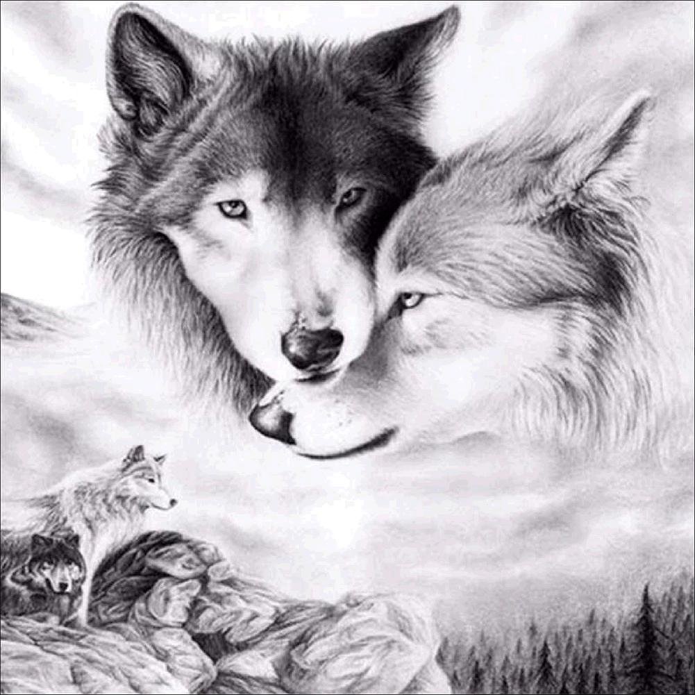 5D Diy Diamond Painting Kit Full Round Beads Wolf