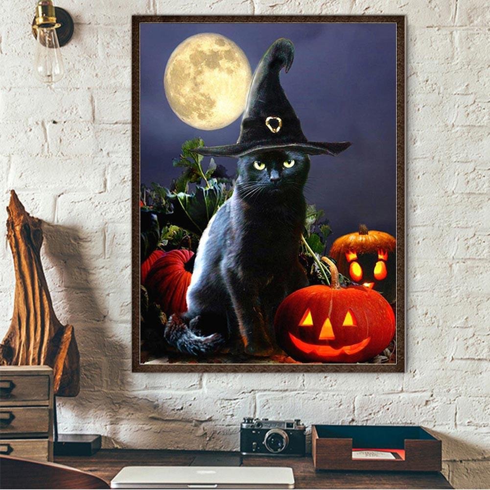 5D DIY Diamond Painting Kit - Full Round - Black Cat AA