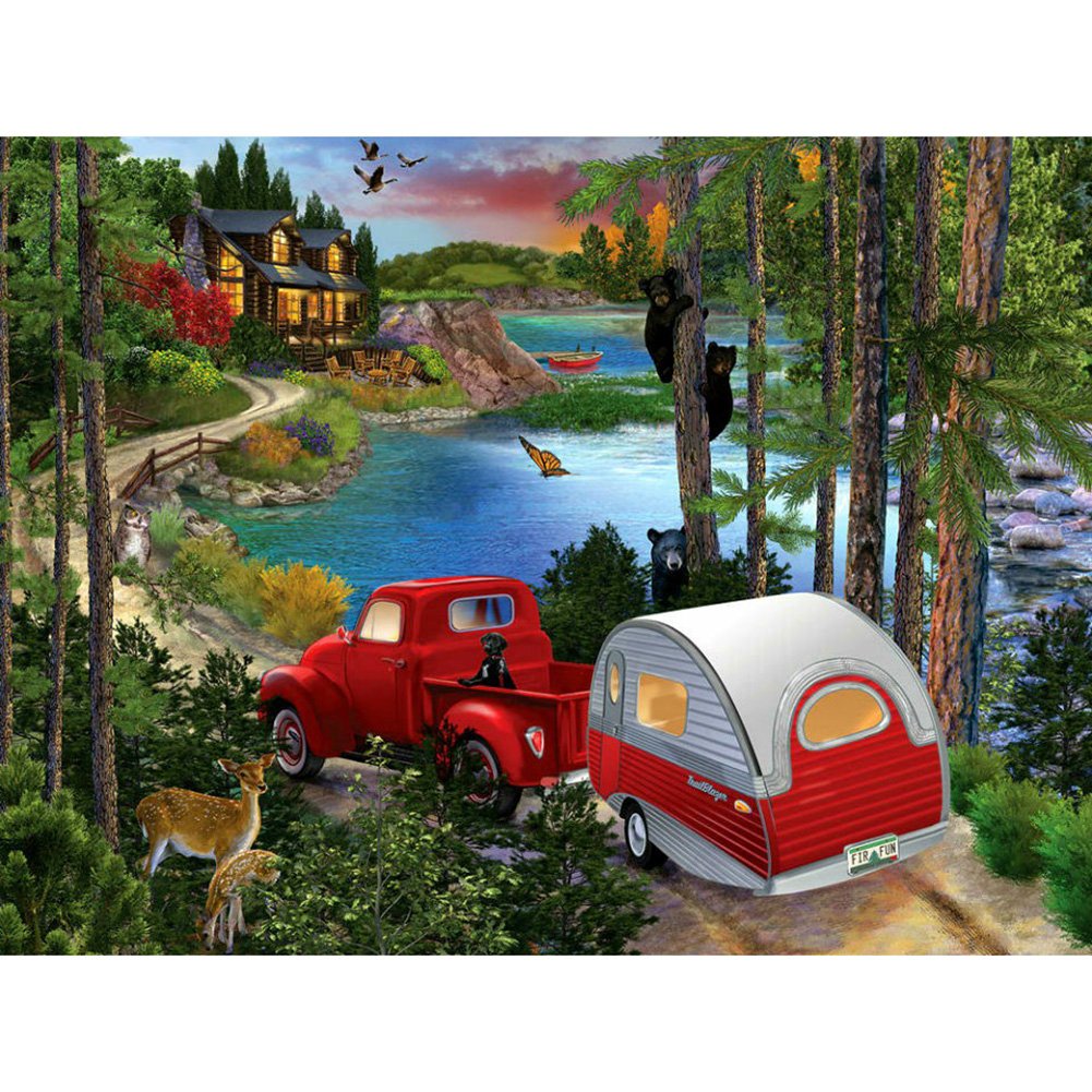 5D Diy Diamond Painting Kit Full Round Beads Cartoon Car