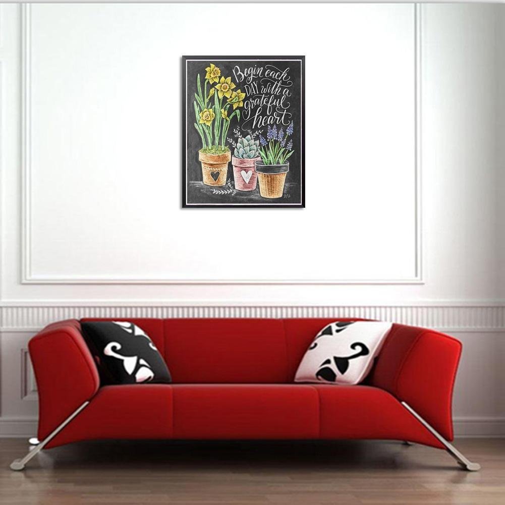 Diamond Painting - Full Round - Flower Pot Blackboard