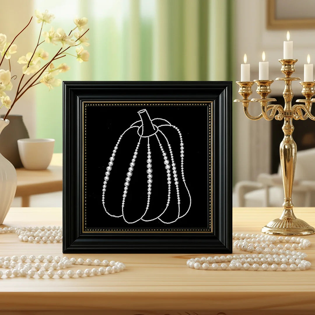 DIY Pearl Painting With Frame - Handmade Self-Adhesive Pearls - Pumpkin (27*27cm)