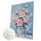 DIY Pearl Painting With Frame - Handmade Self-Adhesive Pearls - Pink flowers (30*40cm) A