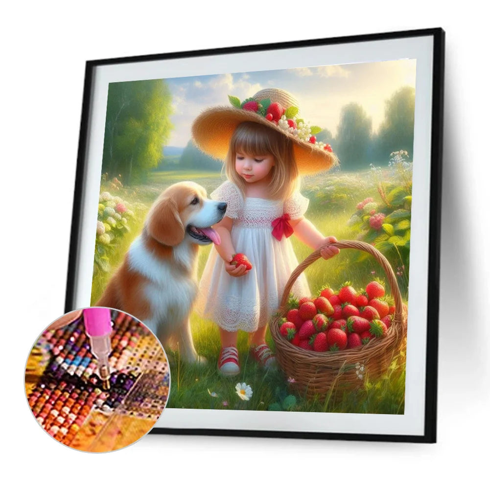 Diamond Painting - Full Round / Square - Dog and Girl V