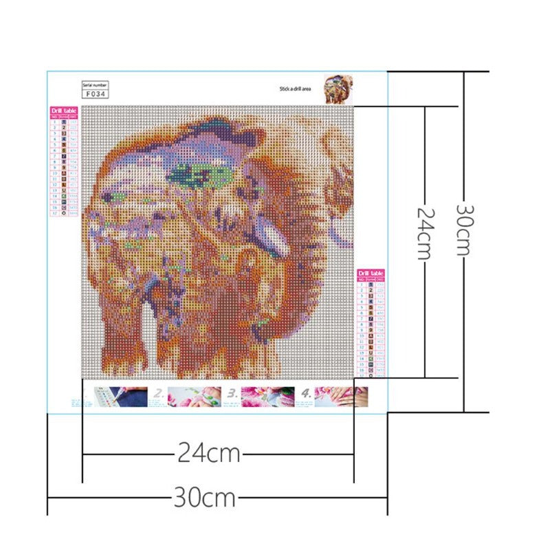 African elephant Full Square diamond embroidery