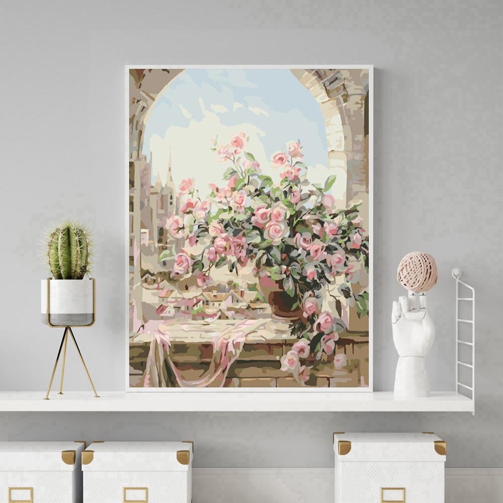 Paint By Number - Oil Painting - Window Flowers (40*50cm) A