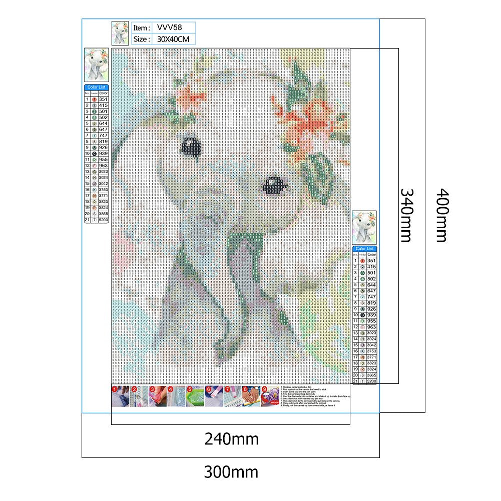 Diamond Painting - Full Round - Elephant E