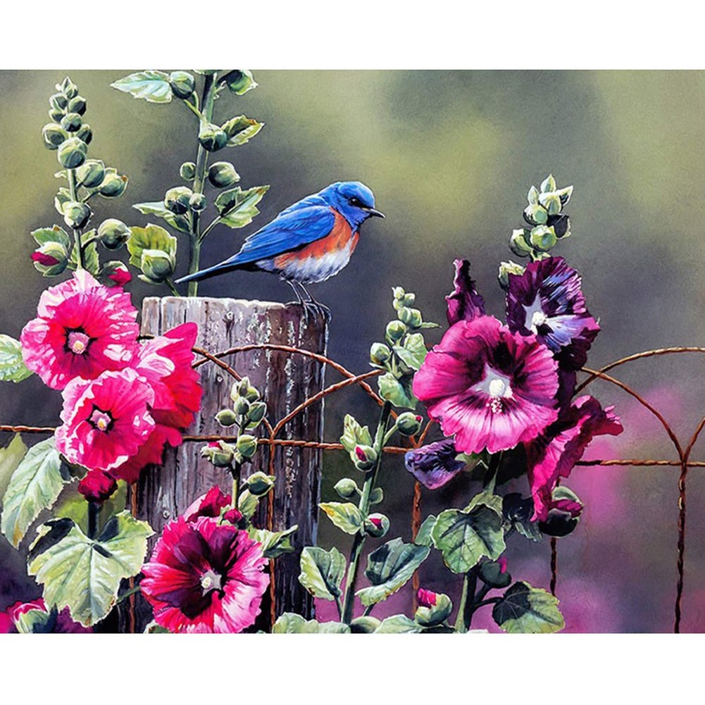 5D Diy Diamond Painting Kit Full Round Beads Flower Bird